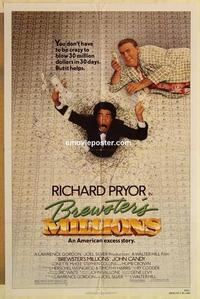 n130 BREWSTER'S MILLIONS one-sheet movie poster '85 Pryor, Candy