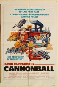 n151 CANNONBALL one-sheet movie poster '76 Carradine, trans-am car racing!