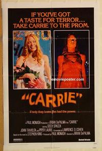 n154 CARRIE one-sheet movie poster '76 Sissy Spacek, Stephen King