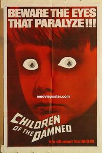 n168 CHILDREN OF THE DAMNED one-sheet movie poster '64 creepy image!
