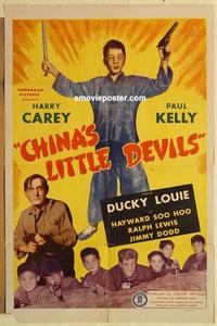 n169 CHINA'S LITTLE DEVILS one-sheet movie poster '45 Harry Carey, Kelly