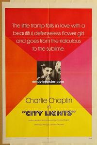n181 CITY LIGHTS one-sheet movie poster R72 Charlie Chaplin boxing!