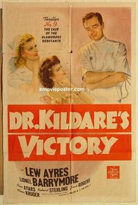 n283 DR KILDARE'S VICTORY one-sheet movie poster '41 Lew Ayres, Barrymore