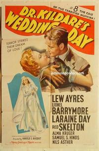n284 DR KILDARE'S WEDDING DAY one-sheet movie poster '41 Ayres, Laraine Day