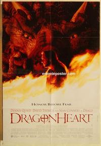 n289 DRAGONHEART DS int'l one-sheet movie poster '96 Dennis Quaid, Sean Connery