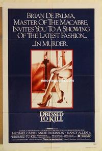 n290 DRESSED TO KILL one-sheet movie poster '80 Caine, De Palma