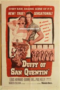 n295 DUFFY OF SAN QUENTIN one-sheet movie poster '54 prison escape image!