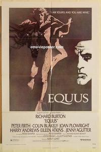 n314 EQUUS one-sheet movie poster '77 Richard Burton, cool Bob Peak art!