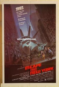 n318 ESCAPE FROM NEW YORK one-sheet movie poster '81 Kurt Russell sci-fi!