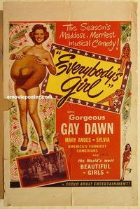 n324 EVERYBODY'S GIRL one-sheet movie poster '50 Gay Dawn, Andes