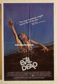 n327 EVIL DEAD one-sheet movie poster '82 Campbell, Sam Raimi classic!