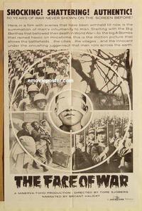n334 FACE OF WAR one-sheet movie poster '63 wild war documentary!