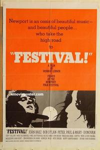 n350 FESTIVAL one-sheet movie poster '67 Joan Baez, Bob Dylan, music!