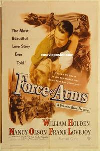 n388 FORCE OF ARMS signed one-sheet movie poster '51 Nancy Olson