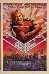 n389 FORCED VENGEANCE one-sheet movie poster '82 walking weapon Chuck Norris