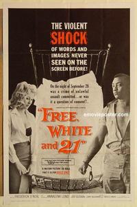 n400 FREE, WHITE & 21 one-sheet movie poster '63 shocking AIP classic!
