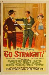 n439 GO STRAIGHT style A one-sheet movie poster '25 Owen Moore, Hulette