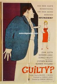 n462 GUILTY? one-sheet movie poster '57 John Justin, Barbara Laage