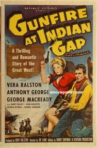 n464 GUNFIRE AT INDIAN GAP signed one-sheet movie poster '57 John Doucette