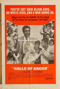n474 HALLS OF ANGER one-sheet movie poster '70 Lockhart, race-relations!
