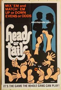 n491 HEADS OR TAILS one-sheet movie poster '60s striking wacky sex image!