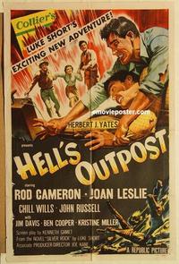 n497 HELL'S OUTPOST one-sheet movie poster '55 Rod Cameron, Joan Leslie