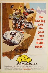 n499 HERBIE GOES TO MONTE CARLO one-sheet movie poster '77 Volkswagen!