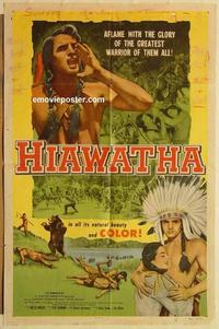 n502 HIAWATHA one-sheet movie poster '53 Native American Indians!