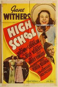 n503 HIGH SCHOOL one-sheet movie poster '40 Jane Withers, Joe Brown Jr