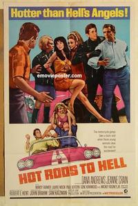 n532 HOT RODS TO HELL one-sheet movie poster '67 classic car racing film!