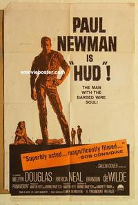 n554 HUD one-sheet movie poster '63 Paul Newman, Martin Ritt