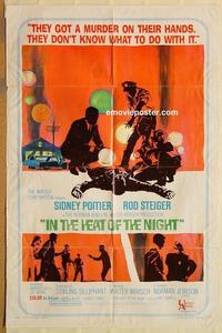 n574 IN THE HEAT OF THE NIGHT one-sheet movie poster '67 Sidney Poitier