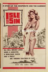 n588 ISLE OF SIN one-sheet movie poster '62 half-clad sexy castaway!
