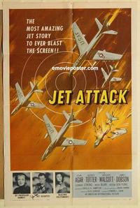 n605 JET ATTACK signed one-sheet movie poster '58 John Agar, cool image!
