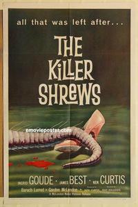 n625 KILLER SHREWS one-sheet movie poster '59 classic horror image!