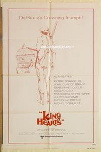 n630 KING OF HEARTS one-sheet movie poster R78 Alan Bates, Bujold