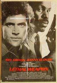 n665 LETHAL WEAPON one-sheet movie poster '87 Mel Gibson, Danny Glover
