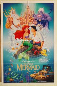 n675 LITTLE MERMAID int'l 1sh '89 great image of Ariel & cast, Disney underwater cartoon!