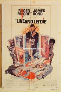 n677 LIVE & LET DIE west hemi one-sheet movie poster '73 Roger Moore as James Bond!