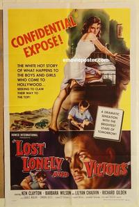 n688 LOST, LONELY & VICIOUS one-sheet movie poster '58 classic bad girl!