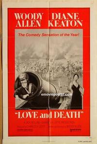 n689 LOVE & DEATH style C one-sheet movie poster '75 Woody Allen, Keaton