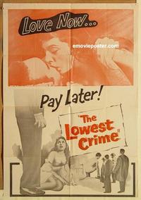 n693 LOWEST CRIME one-sheet movie poster '55 love now, pay later, French