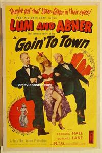 n444 GOIN' TO TOWN one-sheet movie poster R50 Lum & Abner, Barbara Hale