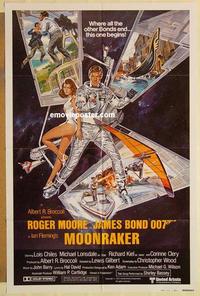 n779 MOONRAKER int'l style B one-sheet movie poster '79 Moore as James Bond!