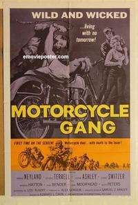 n784 MOTORCYCLE GANG one-sheet movie poster '57 AIP biker classic!