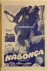 n803 NABONGA one-sheet movie poster R48 Buster Crabbe, giant gorilla!