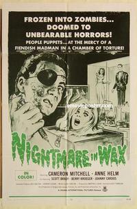 n821 NIGHTMARE IN WAX one-sheet movie poster '69 Mitchell, zombies!