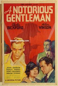 n825 NOTORIOUS GENTLEMAN one-sheet movie poster '35 Charles Bickford