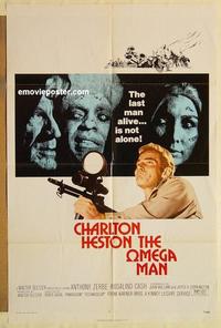 n835 OMEGA MAN one-sheet movie poster '71 Charlton Heston, zombies!