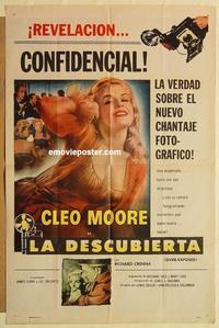 n858 OVER-EXPOSED Spanish/US one-sheet movie poster '56 super sexy Cleo Moore!